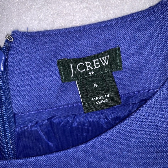 J Crew Wool Sheath Dress Long Sleeve Front‎ Pockets Knee Length Blue Womens 4 - Picture 5 of 8